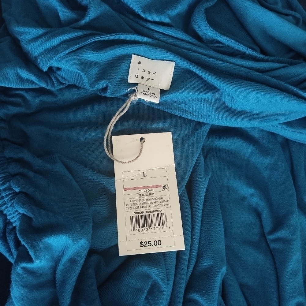 a. new day Mini Blue One Shoulder dress size L - Picture 4 of 6